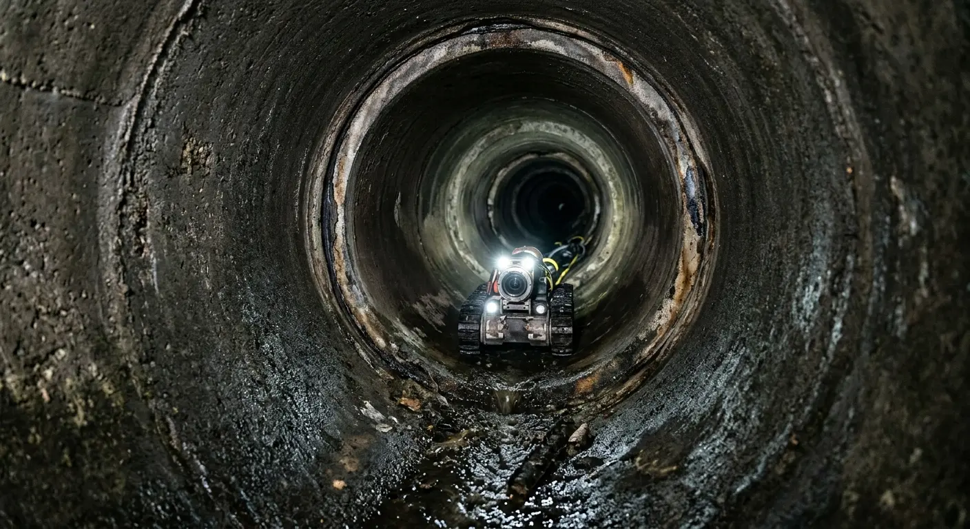 Robotic sewer camera inspecting pipe interior for Sewer Line Repair in Monument